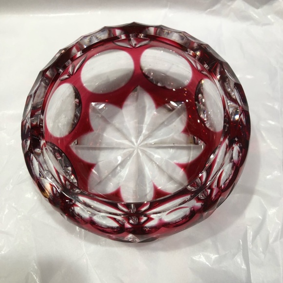 Nachtmann Bramberg Crystal Glass Bowl Cut Cranberry To Clear Czech Bohemian 50’s - Picture 9 of 12